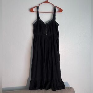 Black Sleeveless Dress with Lace Trim